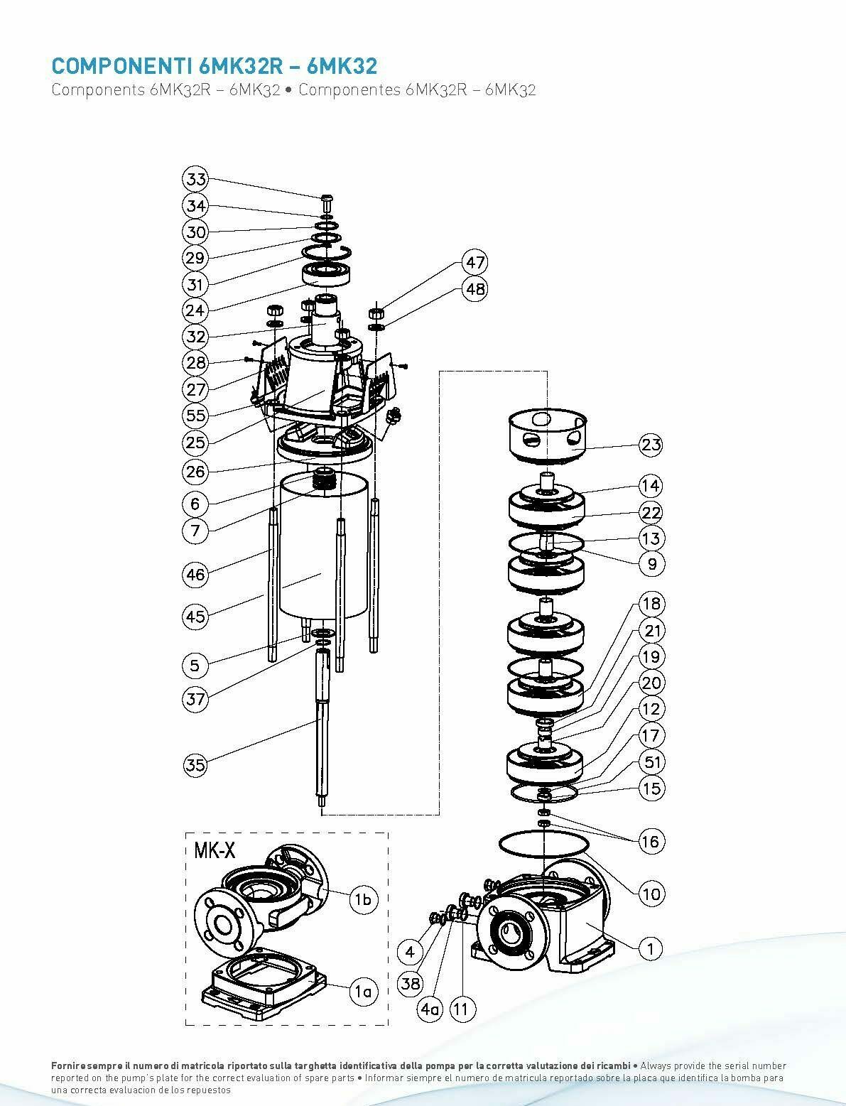 Vertical Multistage Electric Pump — 3 HP, 2.2 Kw, 460V - SAER 6PMK 40/4 - Components